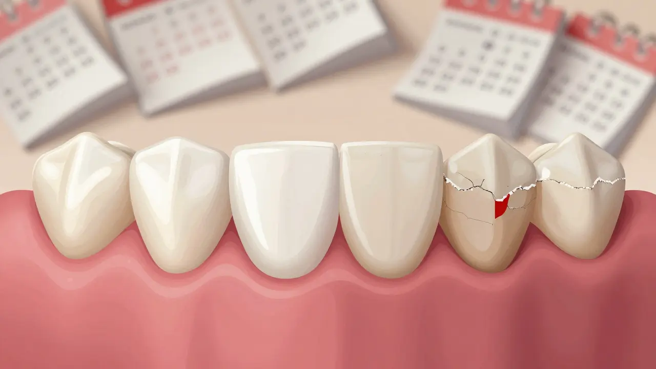 Porovnání zdravých zubů po pískování a poškozené sklovinky z důvodu příliš častého čištění.