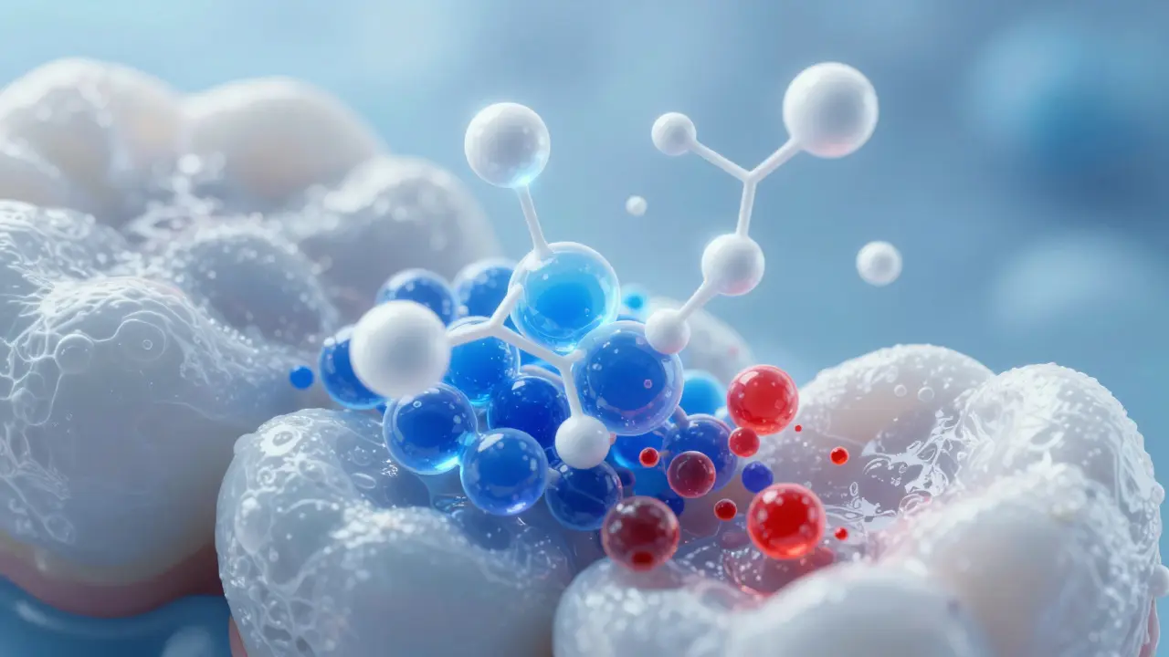 Chemická reakce peroxidu v bělící pastě rozkládá barvivé molekuly.