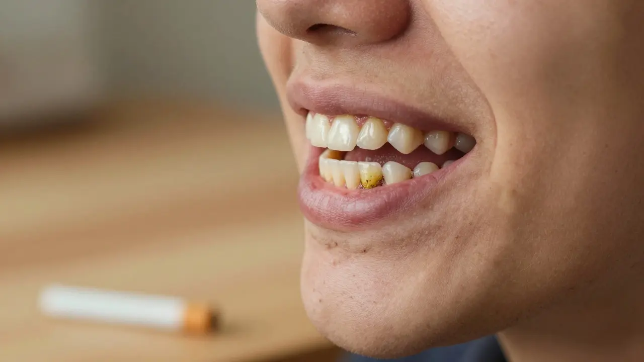 Kouření způsobuje zubní kámen na zubech