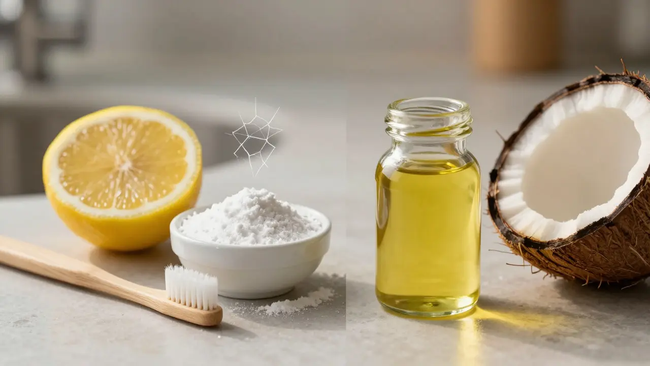 Srovnání citronu a sody s bezpečným kloktáním oleje